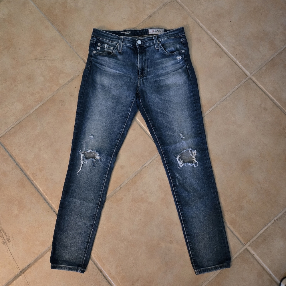 AG Adriano Goldsmield AG-ED Denim The Legging Ankle Jeans Distressed Size 29 EUC